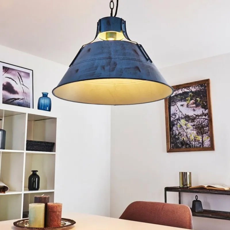 Lampes Industrielles-hofstein Suspension Berkeley Bleu, Noir, 1 lumière