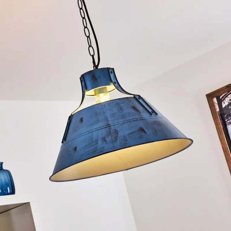 Lampes Industrielles-hofstein Suspension Berkeley Bleu, Noir, 1 lumière