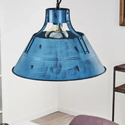 Lampes Industrielles-hofstein Suspension Berkeley Bleu, Noir, 1 lumière