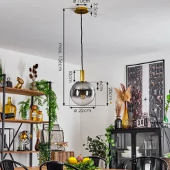 Suspension Verre Fumé-hofstein Suspension Berle Laiton, 1 lumière