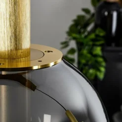 Suspension Verre Fumé-hofstein Suspension Berle Laiton, 3 lumières