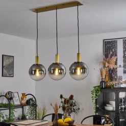 Suspension Verre Fumé-hofstein Suspension Berle Laiton, 3 lumières