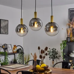 Suspension Verre Fumé-hofstein Suspension Berle Laiton, 3 lumières