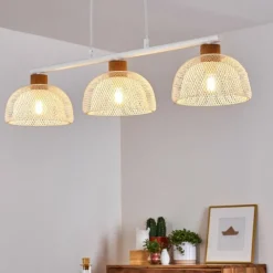 Luminaires Rustiques-hofstein Suspension Besancon Brun, Blanc, 3 lumières