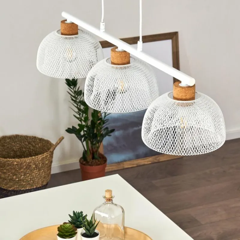 Luminaires Rustiques-hofstein Suspension Besancon Brun, Blanc, 3 lumières