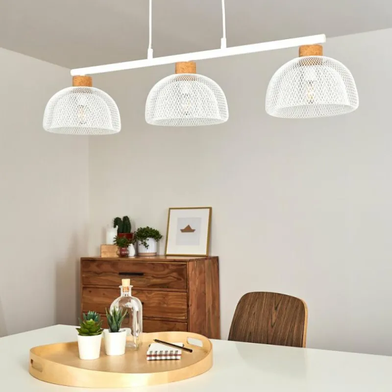 Luminaires Rustiques-hofstein Suspension Besancon Brun, Blanc, 3 lumières