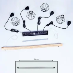 hofstein Suspension Betsele Bois clair, Noir, 4 lumières