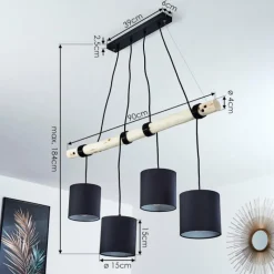 Lampes En Tissu-hofstein Suspension Betsele Bois clair, Noir, 4 lumières