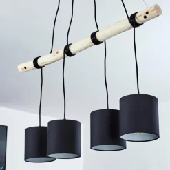 Lampes En Tissu-hofstein Suspension Betsele Bois clair, Noir, 4 lumières