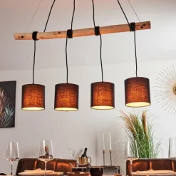 Lampes En Tissu-hofstein Suspension Betsele Bois clair, Noir, 4 lumières