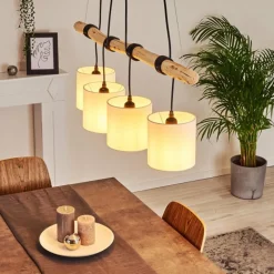 Lampes En Tissu-hofstein Suspension Betsele Bois clair, Noir, 4 lumières