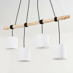 Lampes En Tissu-hofstein Suspension Betsele Bois clair, Noir, 4 lumières