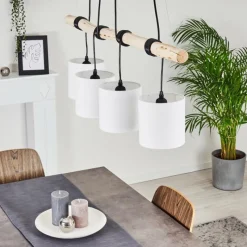 Lampes En Tissu-hofstein Suspension Betsele Bois clair, Noir, 4 lumières