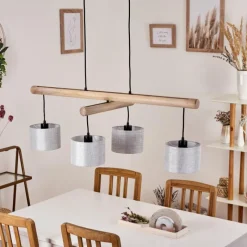 Lampes En Tissu-hofstein Suspension Bigandie Écru, Noir, 4 lumières