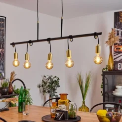 Lampes Dorées-hofstein Suspension Blaco Noir, 5 lumières