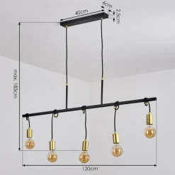 Lampes Dorées-hofstein Suspension Blaco Noir, 5 lumières