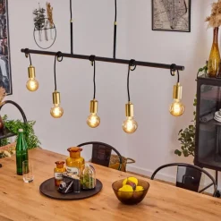 Lampes Dorées-hofstein Suspension Blaco Noir, 5 lumières