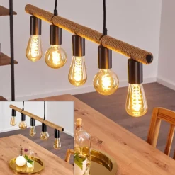 Lampes Vintages & Rétros-hofstein Suspension Blord Brun, Noir, 5 lumières