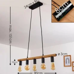 Lampes Vintages & Rétros-hofstein Suspension Blord Brun, Noir, 5 lumières