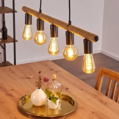 Lampes Vintages & Rétros-hofstein Suspension Blord Brun, Noir, 5 lumières