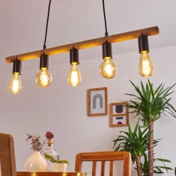 Lampes Vintages & Rétros-hofstein Suspension Blord Brun, Noir, 5 lumières