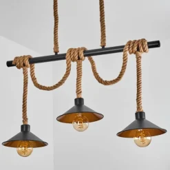 Lampes Dorées-hofstein Suspension Bolombolo Écru, Noir, 3 lumières