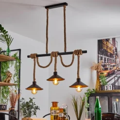 Lampes Dorées-hofstein Suspension Bolombolo Écru, Noir, 3 lumières