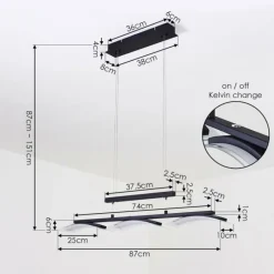 hofstein Suspension Bolonda LED Noir, 3 lumières
