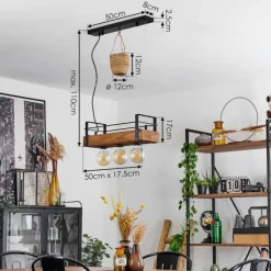 Style Boho-Chic-hofstein Suspension Bougey Écru, Noir, 3 lumières