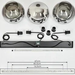 hofstein Suspension Boules 25 cm Koyoto Chrome, Clair, 3 lumières