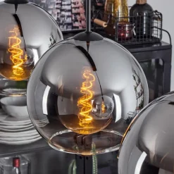 hofstein Suspension Boules 25 cm Koyoto Chrome, Clair, 3 lumières