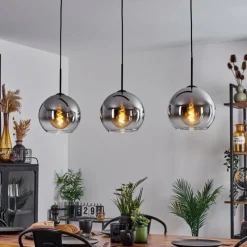 hofstein Suspension Boules 25 cm Koyoto Chrome, Clair, 3 lumières