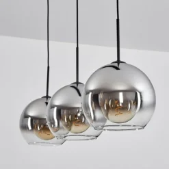 hofstein Suspension Boules 25 cm Koyoto Chrome, Clair, 3 lumières