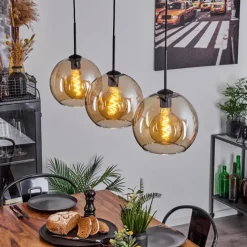 hofstein Suspension Boules 25 cm Koyoto Ambre, 3 lumières