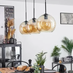 hofstein Suspension Boules 25 cm Koyoto Ambre, 3 lumières