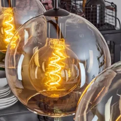 hofstein Suspension Boules 25 cm Koyoto Ambre, 3 lumières