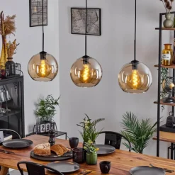 hofstein Suspension Boules 25 cm Koyoto Ambre, 3 lumières