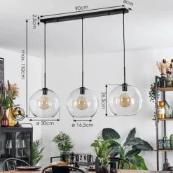 hofstein Suspension Boules 30 cm Koyoto Clair, 3 lumières