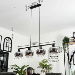 hofstein Suspension Boundry Noir, 4 lumières