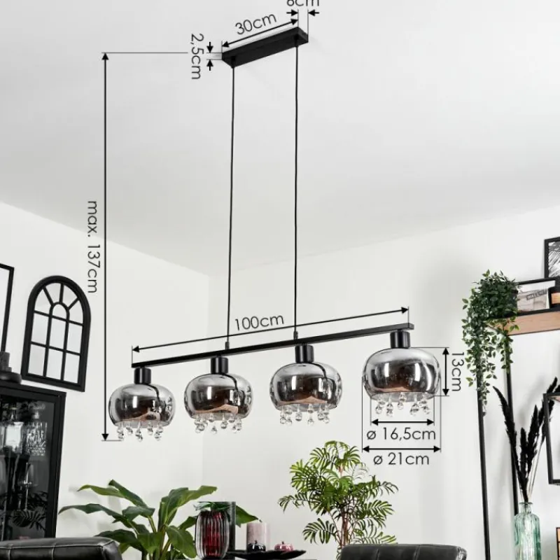 hofstein Suspension Boundry Noir, 4 lumières