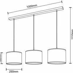 Lampes En Tissu-Luminaires Brilliant Suspension Brilliant Aniela Noir, 3 lumières