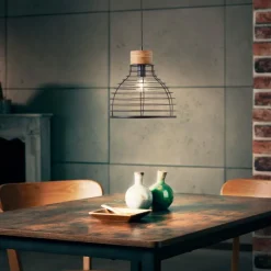 Lampes Industrielles-Luminaires Brilliant Suspension Brilliant Avia Bois clair, Noir, 1 lumière