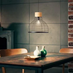 Lampes Industrielles-Luminaires Brilliant Suspension Brilliant Avia Bois clair, Noir, 1 lumière