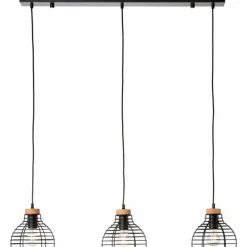 Lampes Industrielles-Luminaires Brilliant Suspension Brilliant Avia Bois clair, Noir, 3 lumières