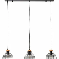 Lampes Industrielles-Luminaires Brilliant Suspension Brilliant Avia Bois clair, Noir, 3 lumières