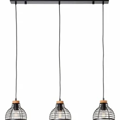 Lampes Industrielles-Luminaires Brilliant Suspension Brilliant Avia Bois clair, Noir, 3 lumières