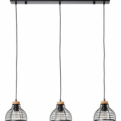 Lampes Industrielles-Luminaires Brilliant Suspension Brilliant Avia Bois clair, Noir, 3 lumières