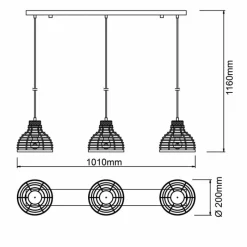Lampes Industrielles-Luminaires Brilliant Suspension Brilliant Avia Bois clair, Noir, 3 lumières