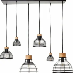 Lampes Industrielles-Luminaires Brilliant Suspension Brilliant Avia Bois clair, Noir, 6 lumières