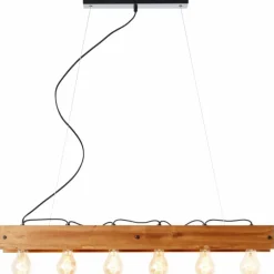Luminaires Rustiques-Luminaires Brilliant Suspension Brilliant Calandra Bois clair, Noir, 6 lumières